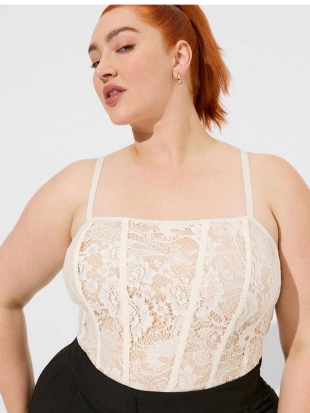 NWT Torrid Lace Power Mesh Corset Crop Top Pristine Cream Size 2 18/20